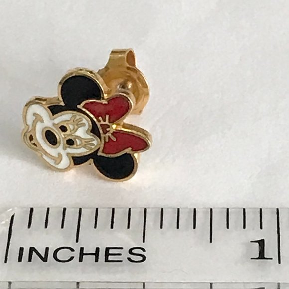 Vintage Disney Minnie Mouse Earrings Post Stud Pierced Disneyana Signed Charms - Picture 10 of 10
